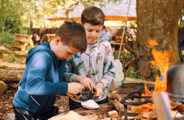 Two children at our prep school forest school