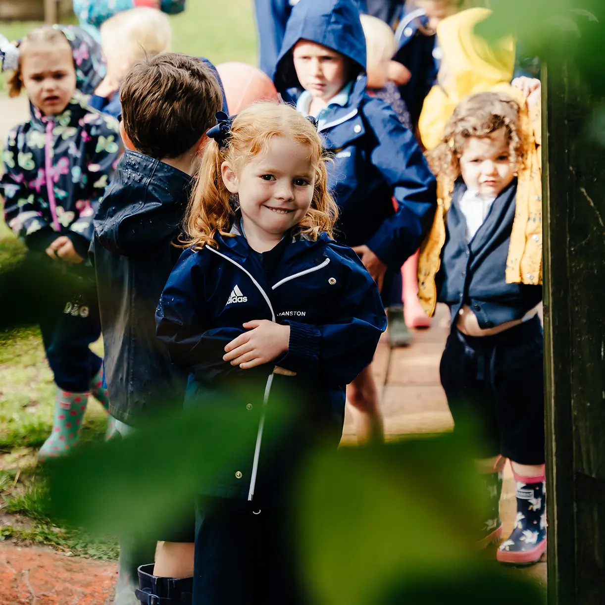 Prep school children outdoors