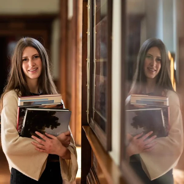 History of Art pupil with books