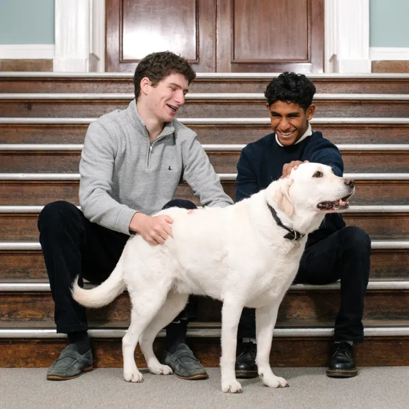 Boys Boarding House - Salisbury Pupils with Dog