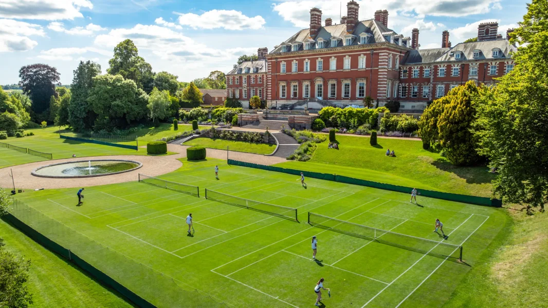 Tennis Match in Front of School